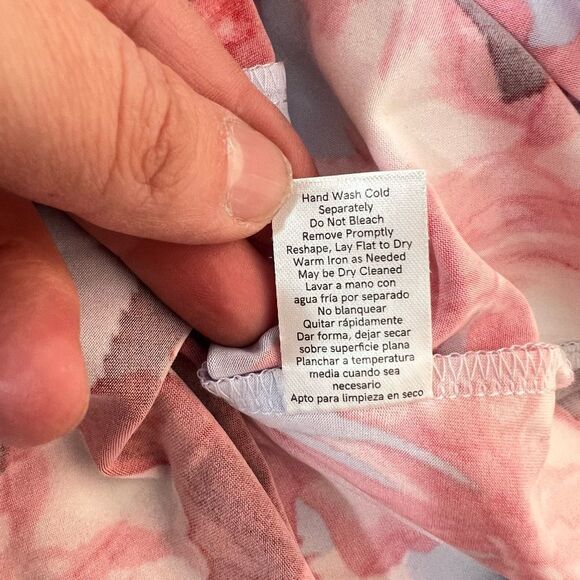 Venus light blue floral short puff sleeve grommet cutout waist summer party dres - Picture 12 of 13